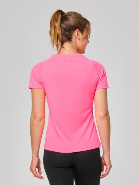 Dos du T-shirt de sport pour femme PA439 en coloris Fuorescent Pink Dos du T-shirt de sport pour femme PA439 en coloris Fuorescent Pink