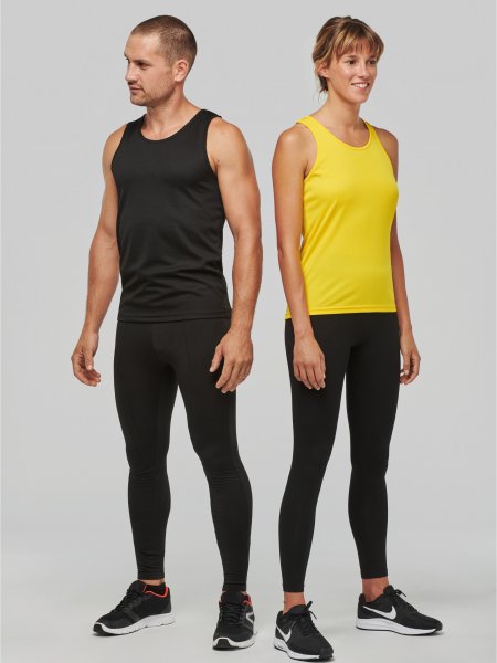 Débardeurs de sport modèles homme et femme en coloris Black et True Yellow Débardeurs de sport modèles homme et femme en coloris Black et True Yellow