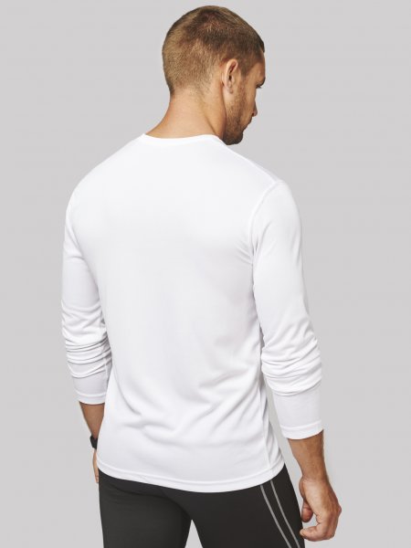 Dos du tee shirt de sport manches longues pour homme PA443 en coloris blanc Dos du tee shirt de sport manches longues pour homme PA443 en coloris blanc