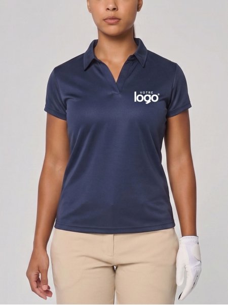 Exemple de logo floqué sur un polo de sport pour femme PA483 en coloris Fine Grey