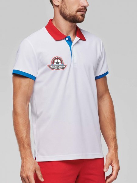 Polo de sport pour homme PA489 avec exemple de logo imprimé