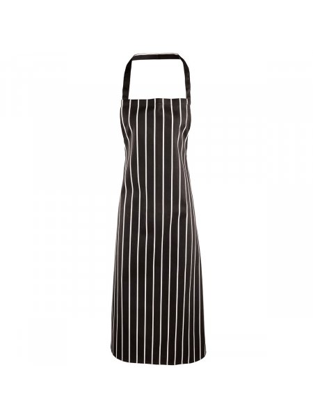 Tablier de chef rayé personnalisable Black / White