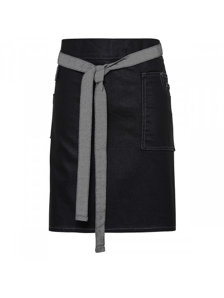 Tablier denim "effet huilé" mi-court à personnaliser Black Denim