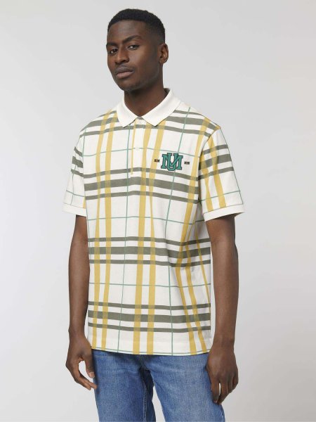 Polo bio à motifs carreaux Prepster AOP avec exemple de logo imprimé sur le coeur Polo bio à motifs carreaux Prepster AOP avec exemple de logo imprimé sur le coeur