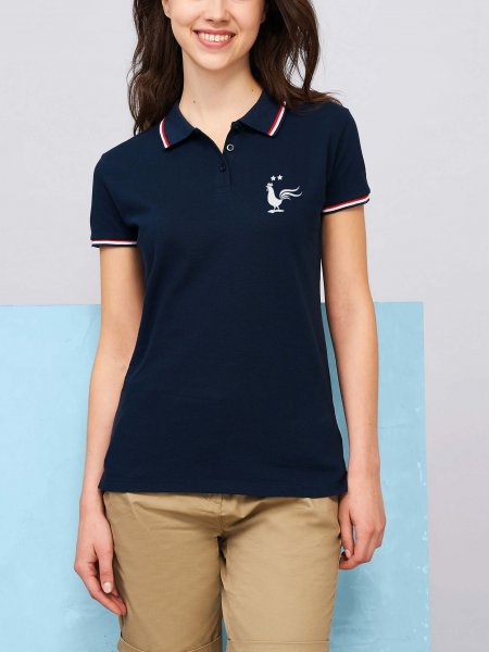 Exemple de logo floqué sur le polo femme Prestige Women en coloris French Marine
