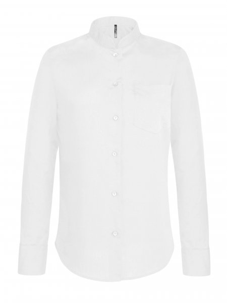 Chemise col mao manches longues femme White