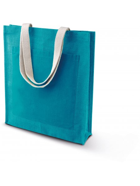 Sac shopping toile de jute à personnaliser Turquoise