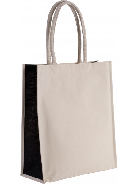 Sac cabas en coton / jute - 23 L  Natural / Black