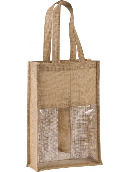 Sac porte bouteilles en jute personnalisable Natural