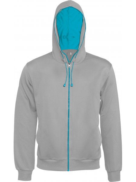 Veste capuche sportswear polyester unisexe Fine Grey / Turquoise
