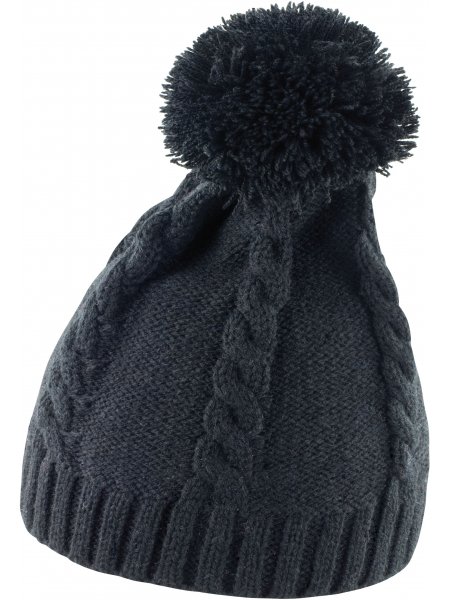 CABLE KNIT POM POM BEANIE  Bonnet à pompon Black