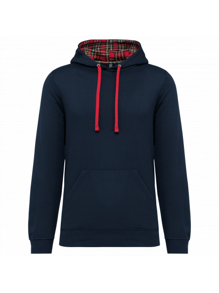 Sweat-shirt à capuche contrastée à motifs unisexe personnalisable Navy / Red