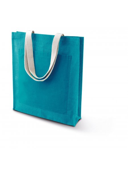 Sac shopping toile de jute à personnaliser Turquoise