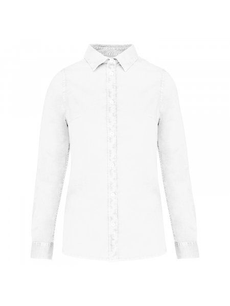 Chemise pour femme en coton bio - effet délavé White