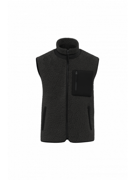 Bodywarmer écoresponsable en sherpa unisexe personnalisable Black