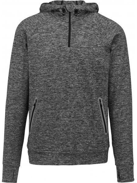 Sweat-shirt capuche 1/4 zip sport   Sporty Grey