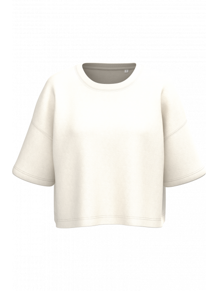 Sweat-shirt crop à manches courtes col rond femme personnalisable Coconut Milk