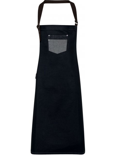 Tablier denim "effet huilé" à bavette à personnaliser Black Denim