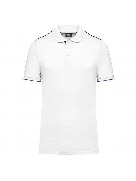 Polo de travail personnalisable - détails contrastés White / Navy