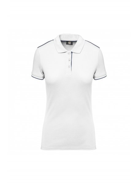 Polo de travail femme personnalisable - détails contrastés White / Navy