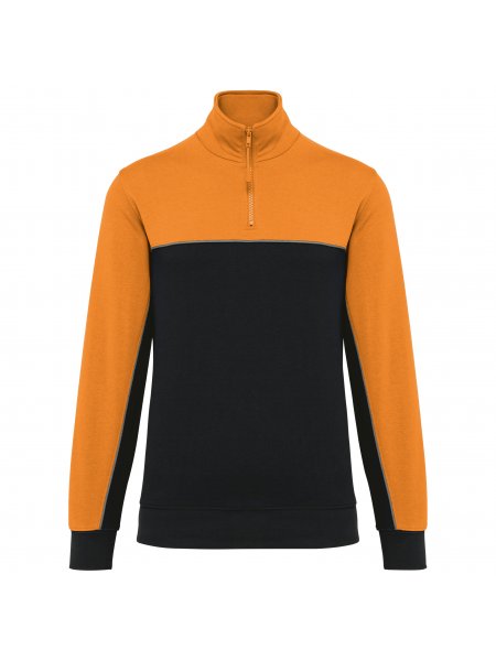 Sweat personnalisé col zippé écoresponsable Black / Orange