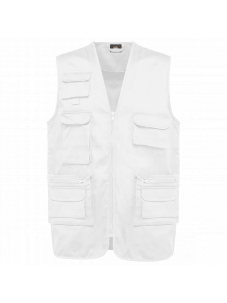 Gilet polycoton multipoches doublé unisexe personnalisable White