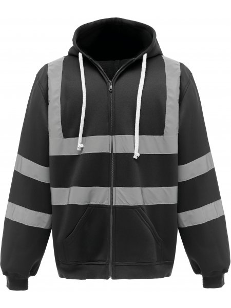 Sweat-shirt zippé capuche haute visibilité Black