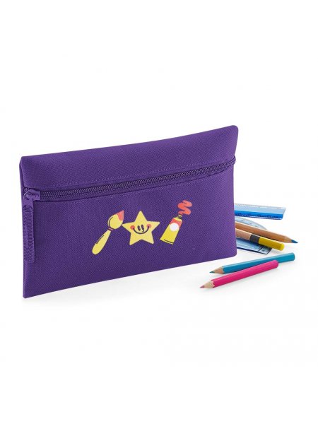 Trousse à crayons personnalisable avec exemple de logo floqué