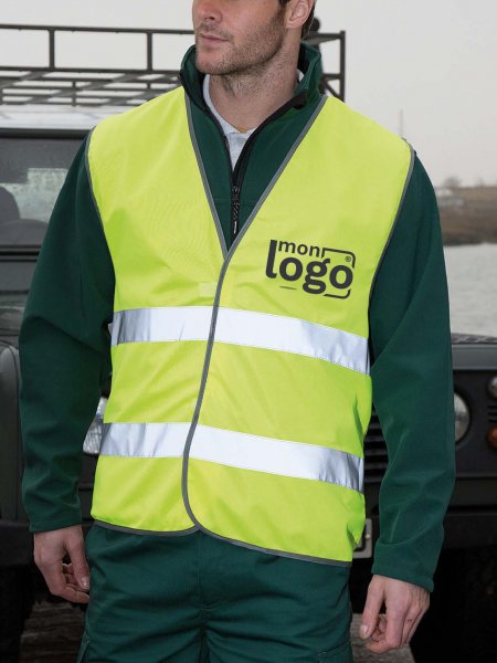 Exemple de logo floqué sur un gilet jaune fluo R200X