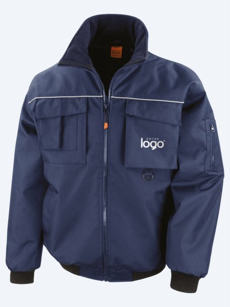 Packshot homme veste pilote de face couleur marine