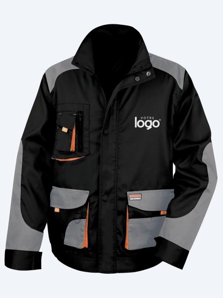 Veste Lite R316X Black / Grey / Orange personnalisée avec votre logo brodé sur le coeur
