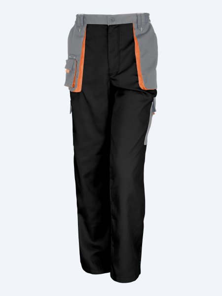 Pantalon de travail Lite R318X en coloris Black / Grey / Orange vu de face sur fond gris