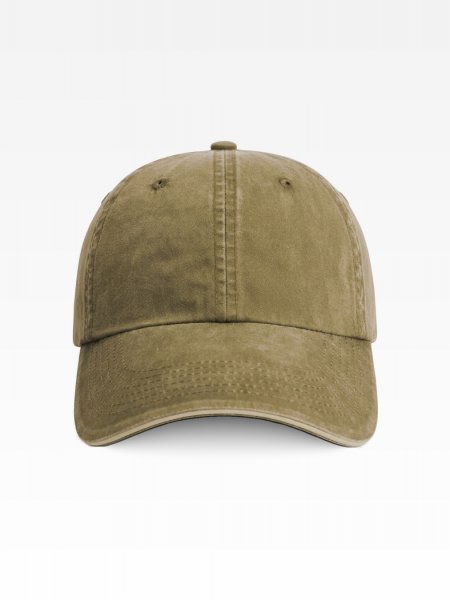 Casquette coton lavé RC054X Olive / Stone personnalisable, vue de face Casquette coton lavé RC054X Olive / Stone personnalisable, vue de face