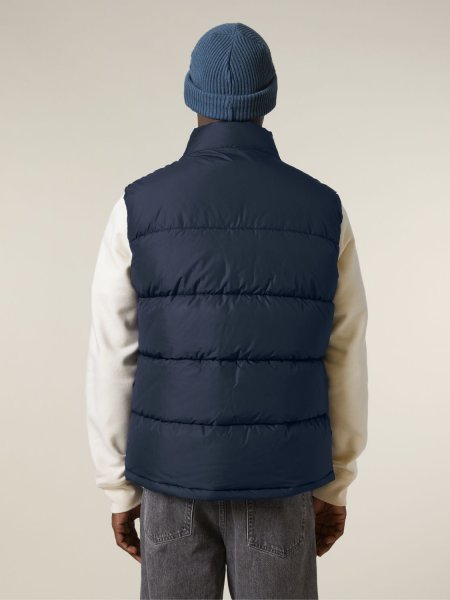 mannequin homme de dos portant la doudoune sans manches STJU250 en french navy 