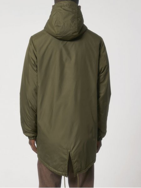 mannequin homme de dos portant la Veste parka unisexe matelassée personnalisable mannequin homme de dos portant la Veste parka unisexe matelassée personnalisable