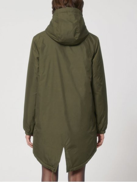 mannequin homme de dos portant la Veste parka unisexe matelassée personnalisable mannequin femme de dos portant la Veste parka unisexe matelassée personnalisable