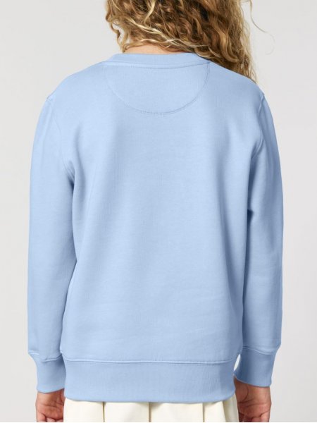 enfant de dos portant le sweat Mini Changer 2.0 en coloris blue soul enfant de dos portant le sweat Mini Changer 2.0 en coloris blue soul