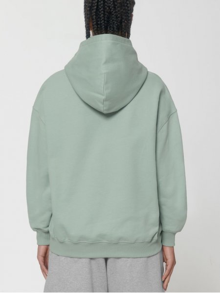 mannequin femme de dos portant le Sweat à capuche oversized à personnaliser - Cooper Dry