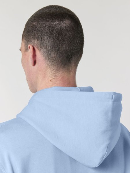 zoom capuche et finitions du sweatshirt à capuche zippé Cultivator 2.0 à personnaliser en coloris blue soul