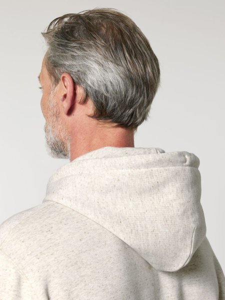 zoom sur la capuche du sweat Cruiser 2.0 à personnaliser, en coloris eco-heather