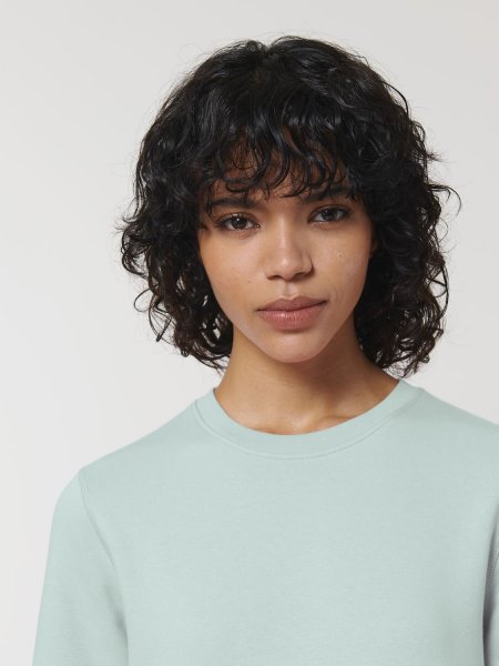 zoom sur le col du sweat Roller personnalisable en coloris caribbean blue