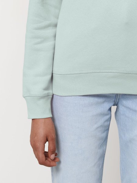 zoom sur la manche du sweat Roller personnalisable en coloris caribbean blue