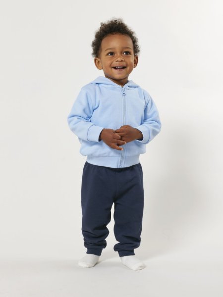 un bébé portant le jogging Baby Tumbler à personnaliser dans le coloris French navy un bébé portant le jogging Baby Tumbler à personnaliser dans le coloris French navy