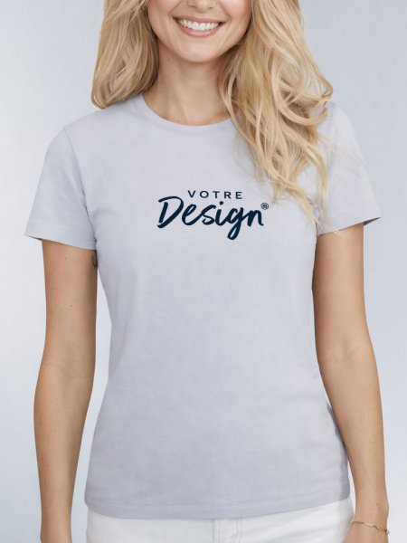 T shirt Regent femme en coloris gris pur avec votre design et zone de personnalisation T shirt Regent femme en coloris gris pur avec votre design et zone de personnalisation