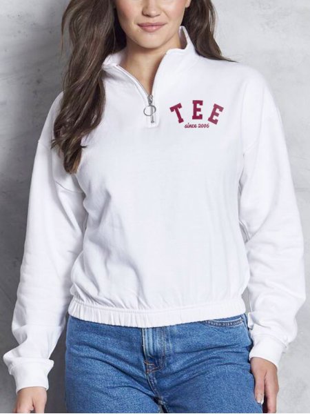 vue lifestyle sweat blanc avec logo loqué