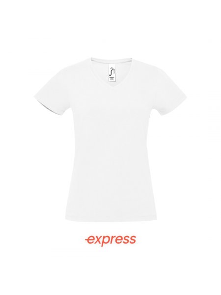 T-shirt femme col V Express White