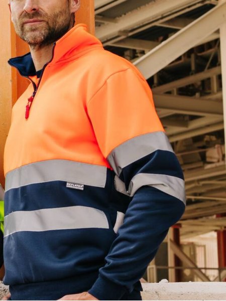Sweat col zippé haute visibilité unisexe Sweat col zippé haute visibilité unisexe