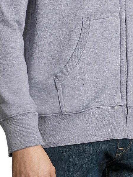 Zoom détails poche et manche sweat zippé Stone en coloris gris chiné Zoom sur la poche, le poignet et le bas du sweat Stone en coloris gris chiné