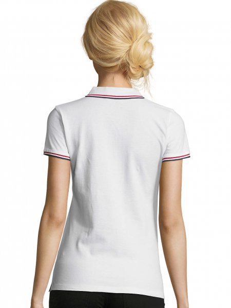 Dos du polo femme Prestige women en coloris blanc
