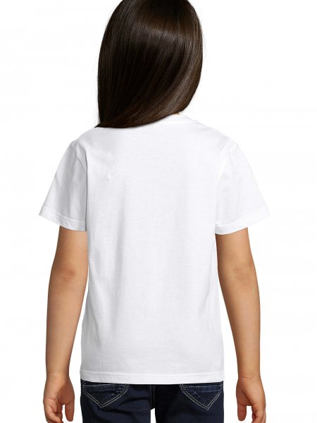 Dos du t-shirt pour enfant fabriqué en France Lou, en coloris blanc Dos du t-shirt pour enfant fabriqué en France Lou, en coloris blanc